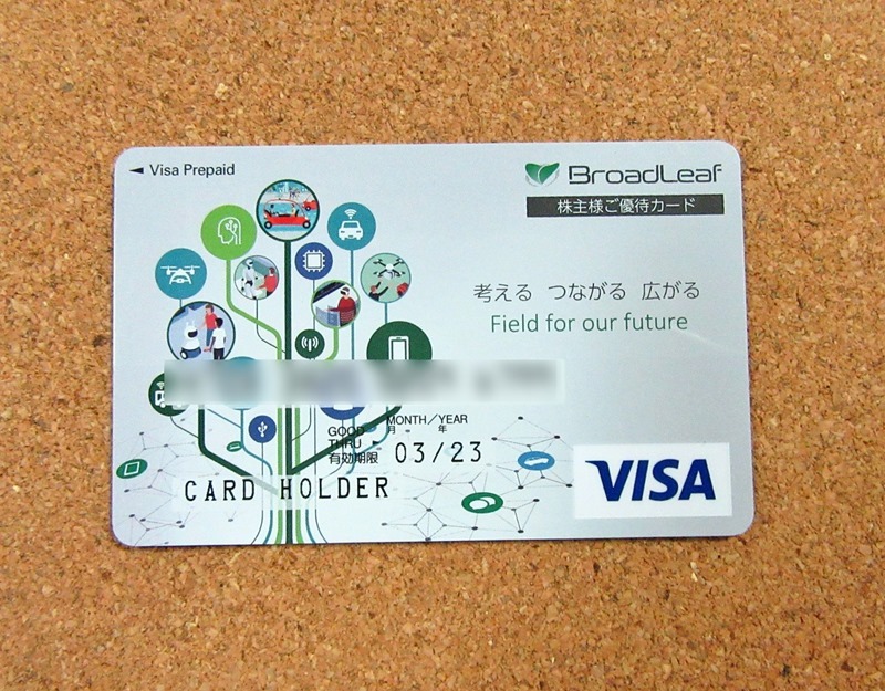 ブロードリーフのVISAギフトカード（2020年12月権利）